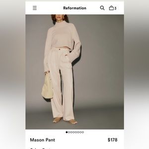 Reformation Mason Pants in Oyster - size 4.
